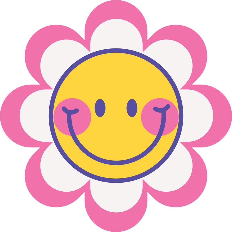 Smiley Face Flower Retro Y2K Clipart Illustrations